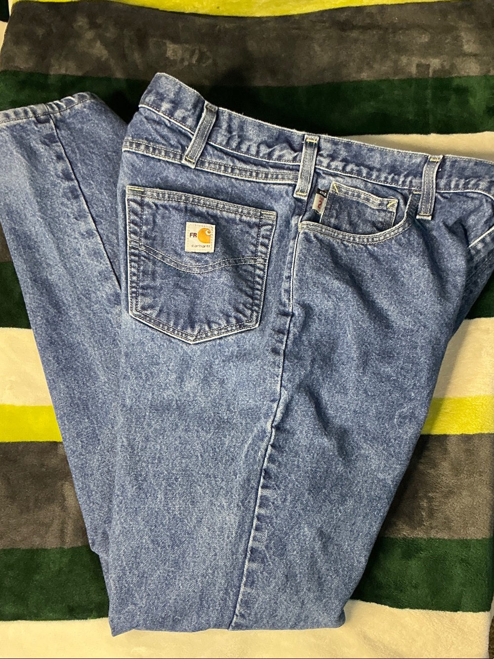 Carhartt FR Flame Blue Denim Jeans Mens Size38x34